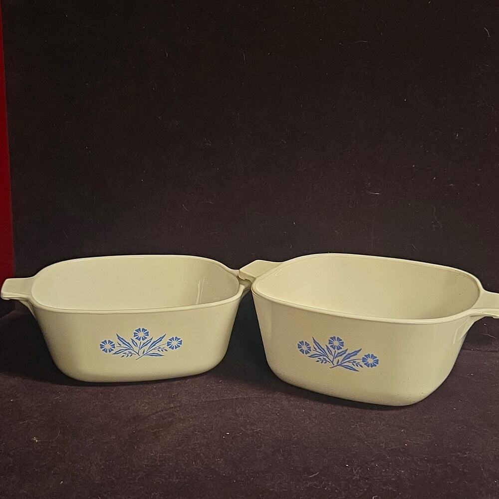 VTG Corning Ware Blue Cornflower Casserole Lot P-1-1/2-B & P-1-3/4-B No Lids